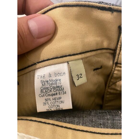 Rag & Bone Hemp Linen Cotton Blend Gray Black Cham Jeans 32 x 33 - Picture 7 of 7